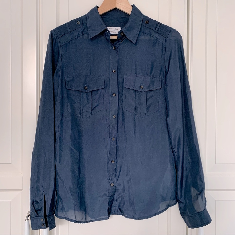 Massimo Dutti Navy Button Down Shirt